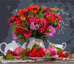 Набір для розпису по номерах Різнокольоровий натюрморт Strateg розміром 40х50 см (HH046)