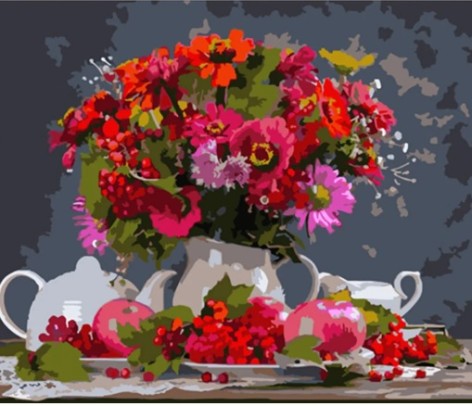 Набір для розпису по номерах Різнокольоровий натюрморт Strateg розміром 40х50 см (HH046)