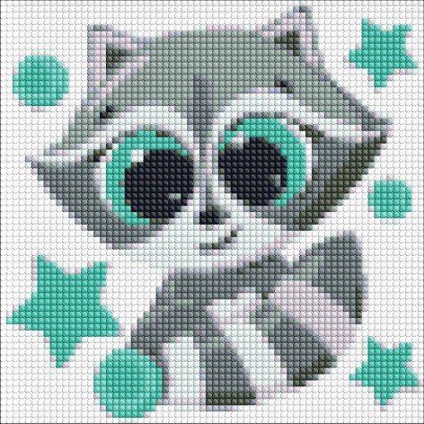 Алмазная мозаика без подрамника "Маленький энот" 20х20 см