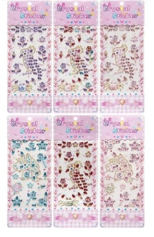 Наклейки камені GW-006, мікс, розмір блістера 26*10см, 12 шт в уп. 