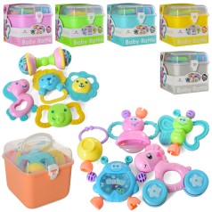 Брязкальце 5шт, від 10см, пласт.ящик, 2 види (по 3 кольори), в кор-ці, 12-12-11, 5см /36/