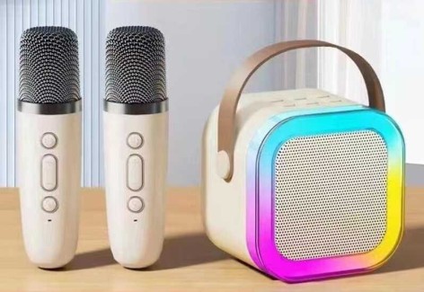Караоке bluetooth, 2 микрофона, type-c, TF-карта, изменение голоса, регулировка громкости, в кор. 