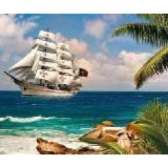 Алмазная мозаика по номерам 30*40 "Корабль" 62202