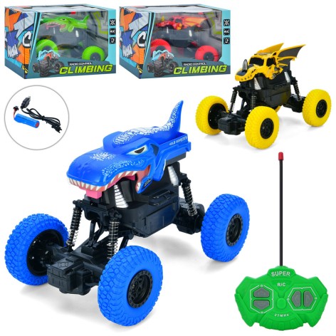 Радіокерована машина, 19см, армотизатори, резинові колеса, акум, USB-зарядне, 2 види 2 кольори, в кор-ці, 25-17-16см 