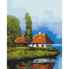 Картина по номерам: Домик у озера 40*50 BS53152