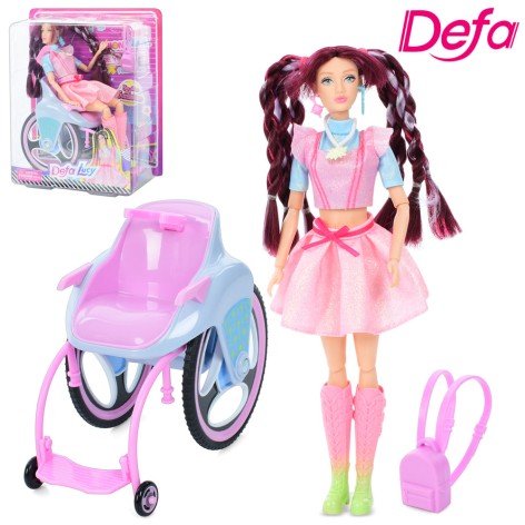 Лялька DEFA шарнірна, висота 29см, візок, рюкзак 8499