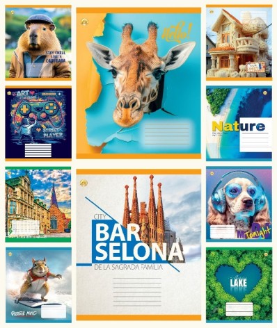 Тетрадь 24 арк.клетка Твердая ТА51302 МИКС3, 20/320 цена за 20 шт.