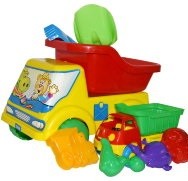 Машинка игрушечная Вольво-Мультик + набор (лоп.(25 см ), грабли + 4 паски + Смайлик) Яблоков
