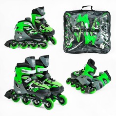 Ролики "Best Roller" розмір 34-37/ колір &ndash; ЗЕЛЕНИЙ, колеса PU, ПЕРЕДНЄ КОЛЕСО СВІТЛО, устілка 21.5-24 см, d колес &ndash; 7 см, в сумці