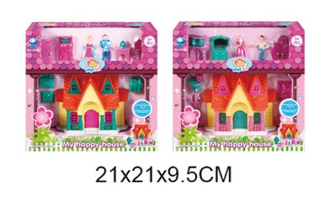 Будиночок іграшковий 2 види, з меблями, фігурками, в коробці 21*21*9,5 см