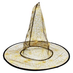 Шляпа ведьмы полупрозрачная (черная + золото)