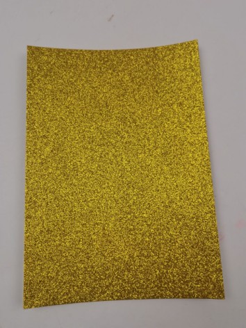 Цветная ЭВА пена с глиттером (Фоамиран) А4, GL-EVA-1-ADH-025, 21х29,7 см, 1,6 мм 5 листов, желтый