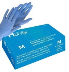 Перчатки нитриловые M Hoffen 3.2г нестерильные текстурированные без пыли 50пар/уп HFN-11301M (10уп)