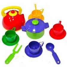 Набор игрушечной посуды (16 предметов) с чайником и кастрюлей Юника