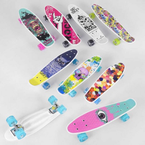 Скейт Пенні борд Best Board, 6 видів, колеса PU, світяться, d=4.5 см, дошка=55 см