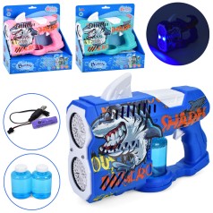 Мильні бульбашки пістолет/бластер, 25см, акум, світло, запаска 8,5см 2шт, USBзарядне, 3 кольори, в кор-ці, 27-27-9,5см /16/