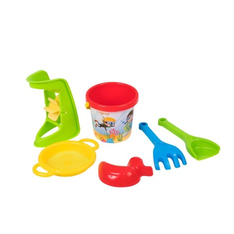 Пісочний набір з млином, 6 елементів червоний