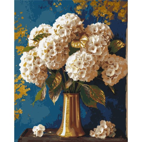 Картина по номерам Цветы. Букет гортензий с красками металлик 40*50 см. Оригами LW 3295