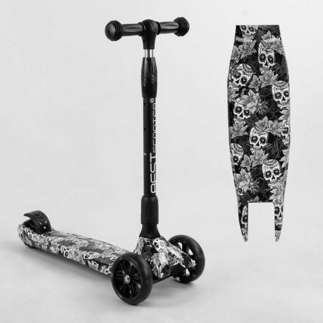 Самокат триколісний "Best Scooter" (складне алюмінієве кермо, 3 колеса PU зі світлом, переднє 130х35 мм, заднє 80х45 мм, в коробці)