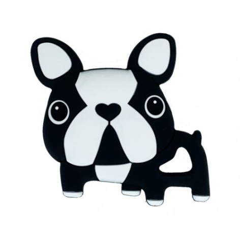 Силиконовый прорезыватель "Бульдожка", черный