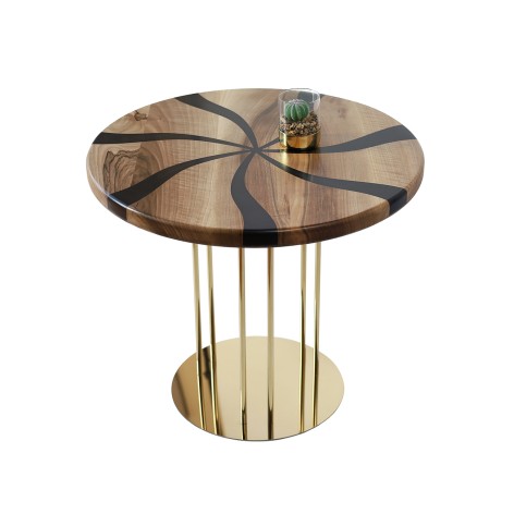 Журнальний стіл Vitan "Опал" Горіх d600 мм/Золотий каркас