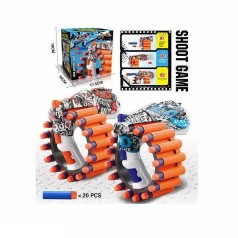 Пистолет 2 цвета, механический принцип работы, стреляет мягкими патронами, 20 патронов, в кор. 