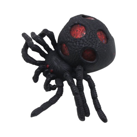 Антистресс Тарантул черный с Глиттером красный