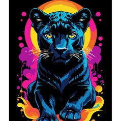 Картина за номерами на чорному фоні "Яскравість пантери" 30х40 см
