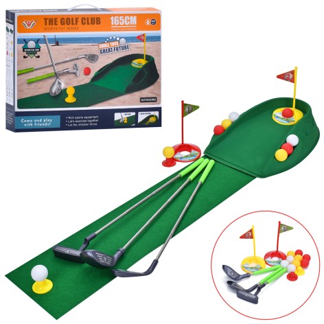 Набір дитячий ігровий Гольф (3 ключки, 9 м'ячиків, 2 лунки, 2 прапорця, ігрове поле) MR1423