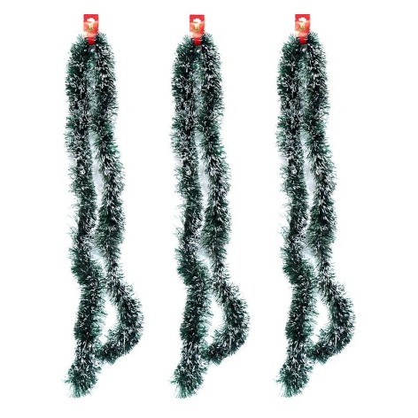 Дождик новогодний зеленый с белым 2м, диаметр 9см, набор из 10 штук 6279-9W(116181)
