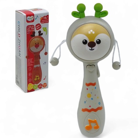 Брязкальце Midule "Музическая зверушка" со звуковыми и световыми эффектами серое (368-21A/368-21B/368-21C)