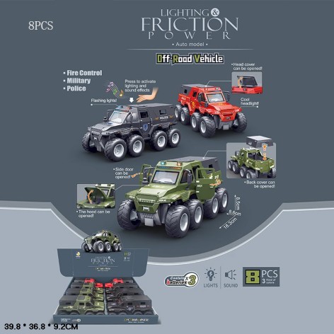 Вездеход 8-колес.7755 инерц.батар.муз.свет.откр.дв.3в./10/80/8шт в кор.39,8*9,2*36,8 см