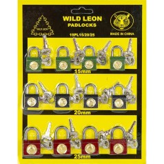 Набір навісних замків 12 шт,(15мм, 20мм,25мм) на блістері HCS-12