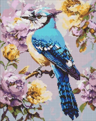 Алмазная мозаика - "Сойка в пионах" ©art_selena_ua, 40х50см