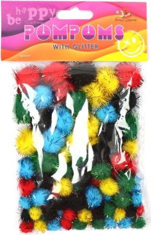Помпоны блестящие, разные размеры,5 цветов,80шт.MQ4025