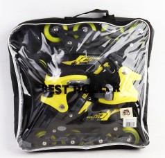 УЦЕНКА 30% Ролики Best Roller /размер 38-42/ цвет – ЖЕЛТЫЙ колеса PU, ПЕРЕДНЕЕ КОЛЕСО СВЕТЛО, стелька 24.5-26.5 см, d колес – 7 см, в сумке  