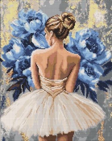 Алмазная мозаика - "Балерина с голубыми пионами" ©art_selena_ua, 40х50см