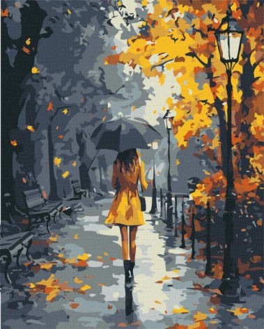 Картина по номерам - Под осенним ливнем 40х50