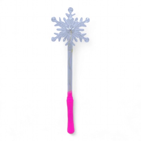 Чарівна паличка "Сніжинка" (38 см), прозора з рожевою ручкою