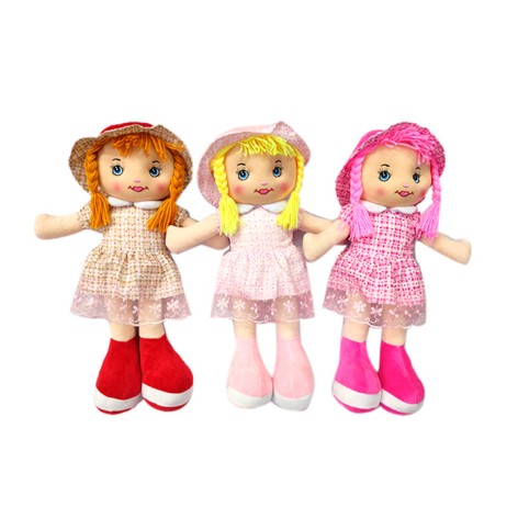 Лялька 45см, м'яконабивна, петелька, 3 кольори, у п/е, 28-52-8см /36/