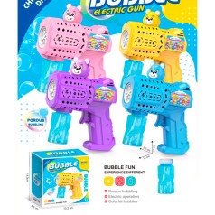 Мильні бульбашкипістолет (ведмідь), 13см, світло, запаска 7-3,5см, 4 кольори, на бат-ці, в кор-ці, 13,5-14,5-5,5см /60/