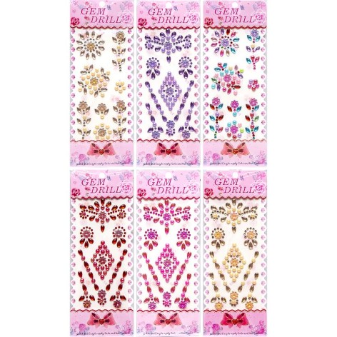 Наклейки камені YH-E, мікс, розмір блістера 23*9см, 12 шт в уп. 