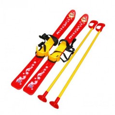 Лыжи детские с палками, красные, 78 см, палки - 77 см 