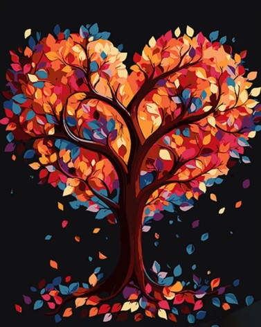 Набор для росписи по номерам Витражное дерево любви Strateg на черном фоне размером 40х50 см (AH1074)