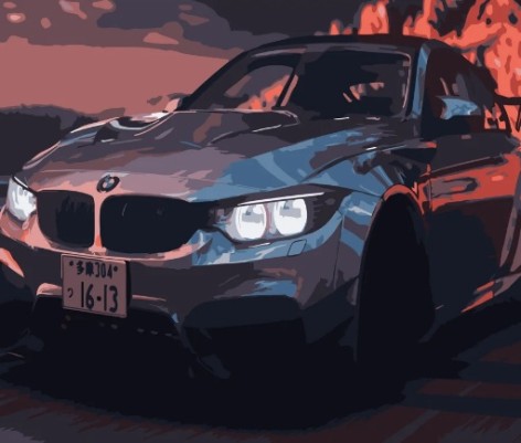 Набір для розпису по номерах Хижа БМВ Strateg розміром 40х50 см (DY094)