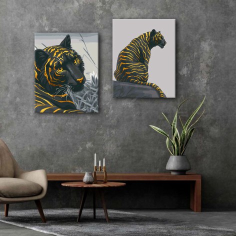 Набор картин по номерам с краской металлик Riviera Blanca Золотые полоски (ITR-092) 2 шт в наборе