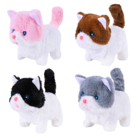 Мягкая интерактивная кошка 4 микс 15*8*12см 