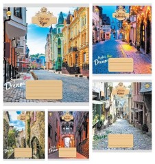 Тетрадь 18 арк.клітинка Тверда ТЕ41212 Вулиці старого міста, 20 шт. в уп. /400/, 5к.