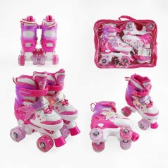 Роликові ковзани 29-33 розмір, колеса PU, колір - рожевий R-502-69S