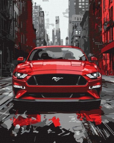 Картина по номерам – Красный мустанг 40х50 см